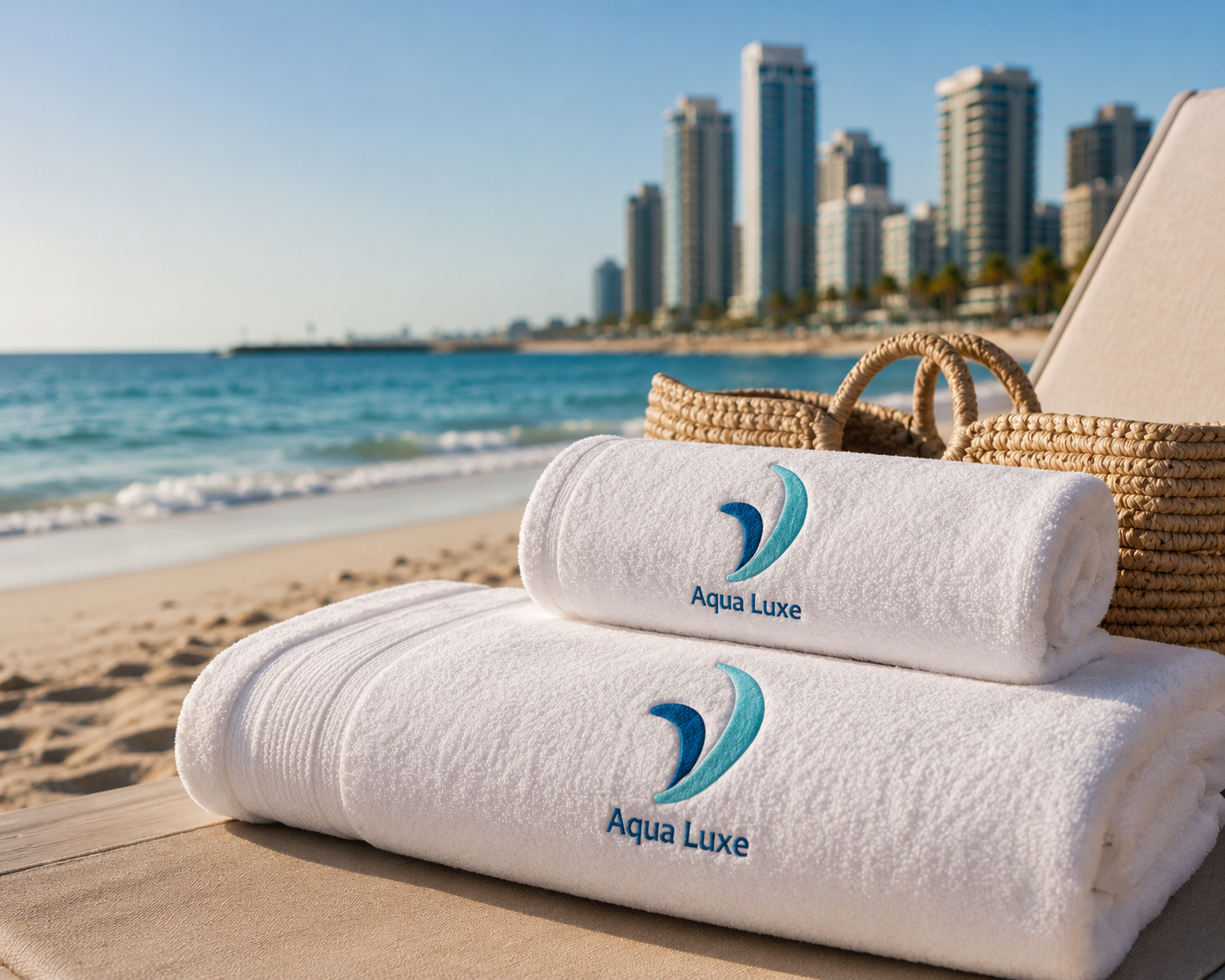 Aqua Luxe — מגבות ממותגות מול קו החוף
